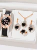 Orologio nero + gioielli a forma di cuore senza scatola