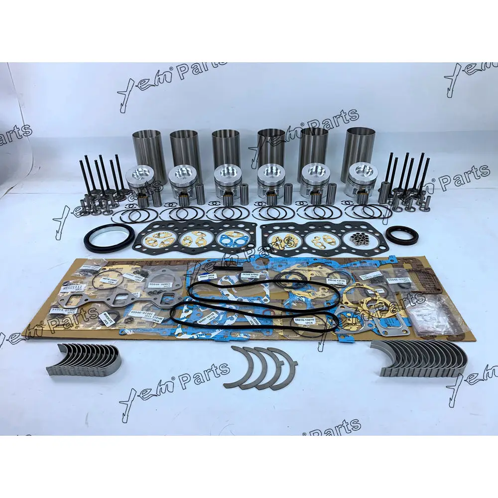 S6K Engine Rebuilding Kit With Cylinder Gaskets Piston Rings Liner Bearing Valves for Mitsubishi