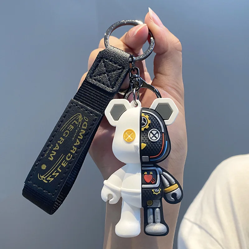 Fashion Keyrings Half Skull Body Robot Mechanical Bear Keychain