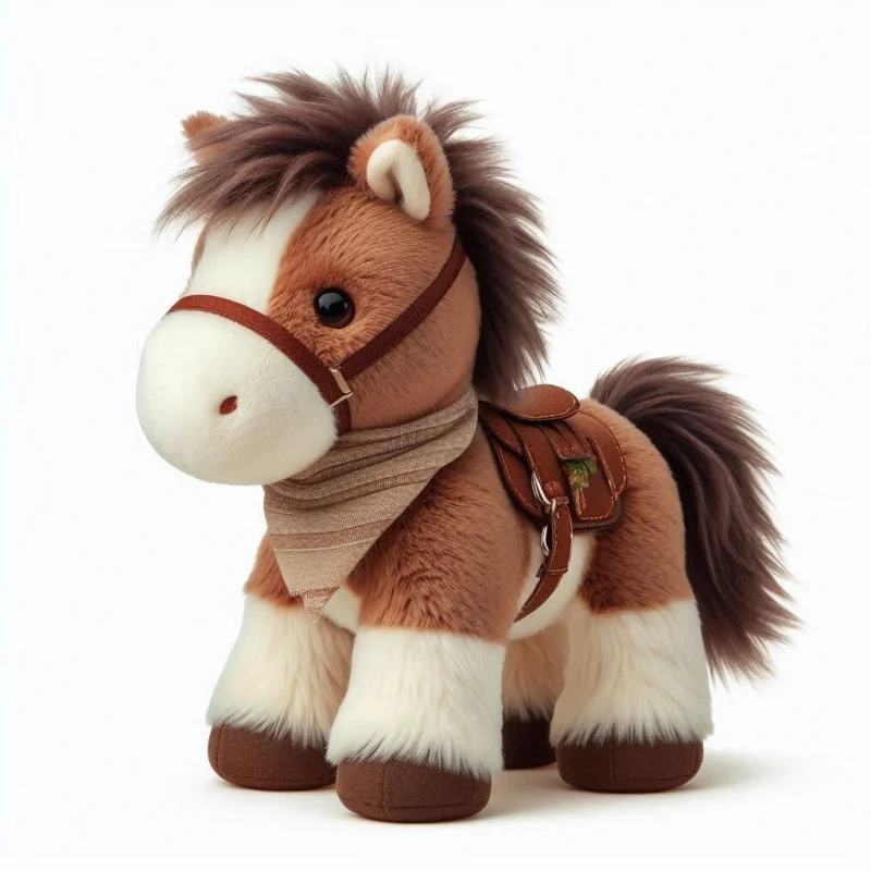 OEM Customize Simulation Plush Cute Brown Standing Horse Animal Toy With Long Tail