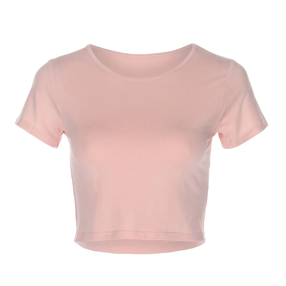 HTNBO Women's Short Sleeve Casual T Shirts Summer Solid Color