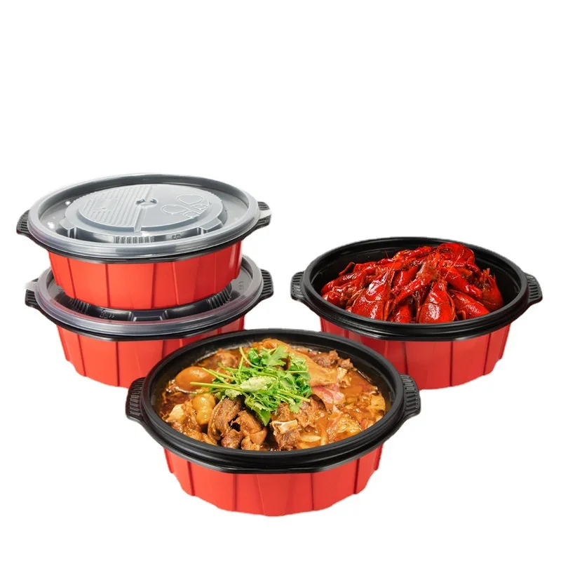 Disposable plastic lunch box thickened takeaway lunch packaging box soup bowl microwaveable Food Container