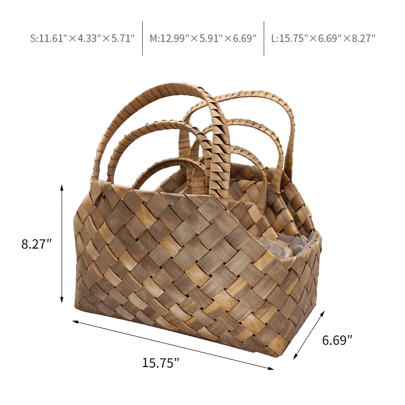 Custom Woven 100 Handmade Home Storage Wood Chips Flower Baskets Buy