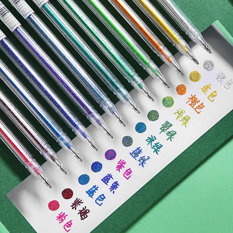 12 Colors/ Glitter Gel Pens 1.0MM color Gel Pen for School Office