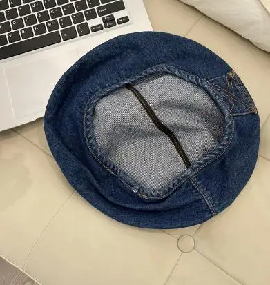 Осенняя винтажная уличная одежда из джинсовой ткани, повседневный складной круглый ковбойский берет на заказ