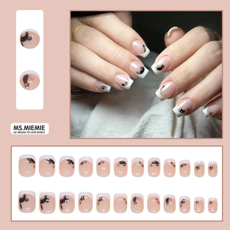 Ms.Miemie 24-Piece ABS French Short Nails Nail Wholesale Wholesale Press on Nails