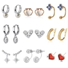 Silver Earrings Earring Sterling Silver Earrings Rhodium Plated Non Fade Cubic Zircon Hoop Studs Earring Women Jewelry 925 Sterling Silver Earrings