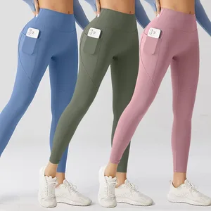 Women's Breathable Casual Yoga Leggings High-Waist Tummy Control Quick Dry Features Custom Logo Workout Yoga Pants with Pockets