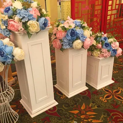 Wedding Hall Decoration PVC Carved Roman Columns Plinth White Cylinder Dessert Table Stand Flower Stand for Weddings Party