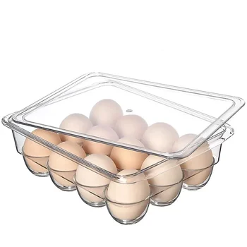 Stackable Egg Holder Organizer for Refrigerator Freezer Kitchen Plastic 12 Eggs Storage Trays with Lids bins Fridge