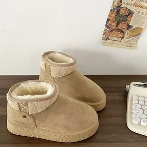 Wholesale Women's Winter Thick-Soled Ankle Bootie Fleece Lining and Warm Outdoor Mesh Height Increasing Snow Boots