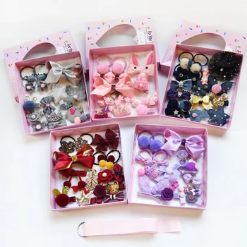 18pcs Princess Infant Kids Girl Baby hair accessories Hair Bows Clips Hair Rope Rubber Band Headwear Set For Baby Accessories
