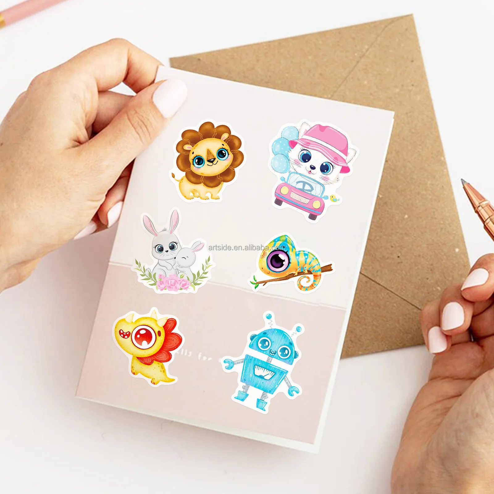 Cute Cartoon Moe Big Eye Animal Sticker Small Animals Kids Sticker ...