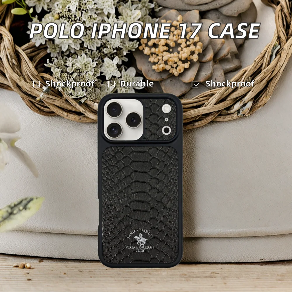 POLO Pure Color Portrait Design Magnetic PU Leather Shockproof Phone Case for 17 Pro