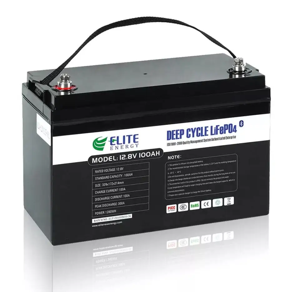 ELITE 12V 100Ah Deep Cycle Lithium Iron Phosphate Batteries LiFePO4 Battery Pack Smart BMS for Solar Energy Storage