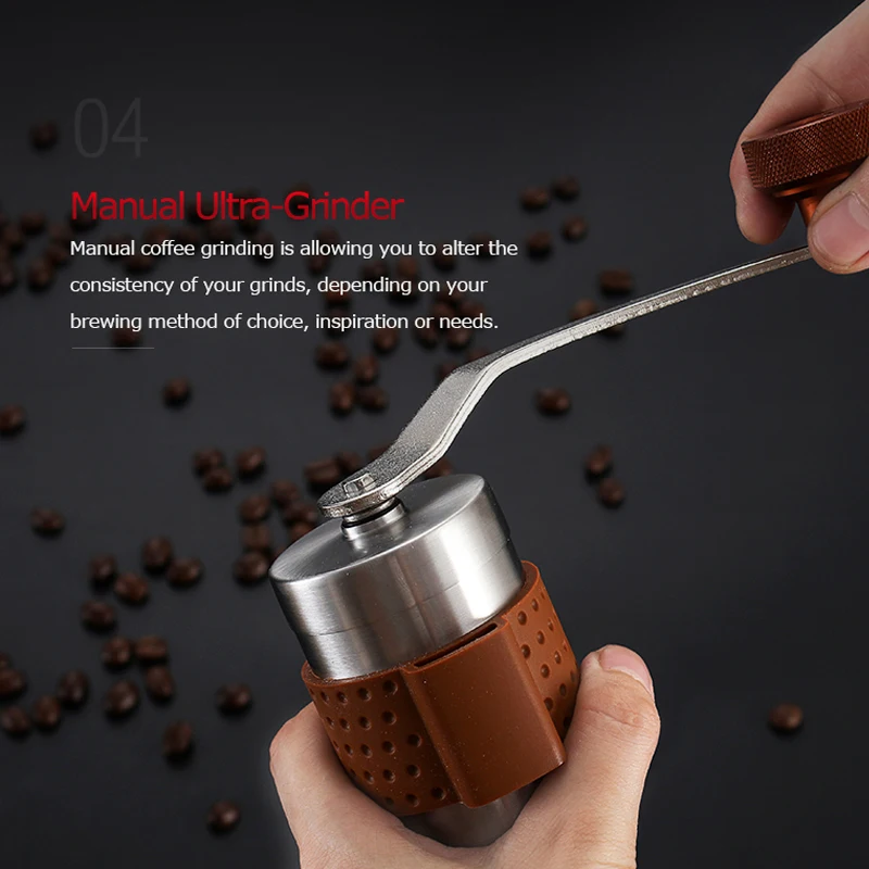 Alocs Manual Coffee Grinder, Stainless Steel Hand Coffee Grinder with Adjustable Setting Ceramic Conical Burr, Portable Manual Coffee Bean Grinder for
