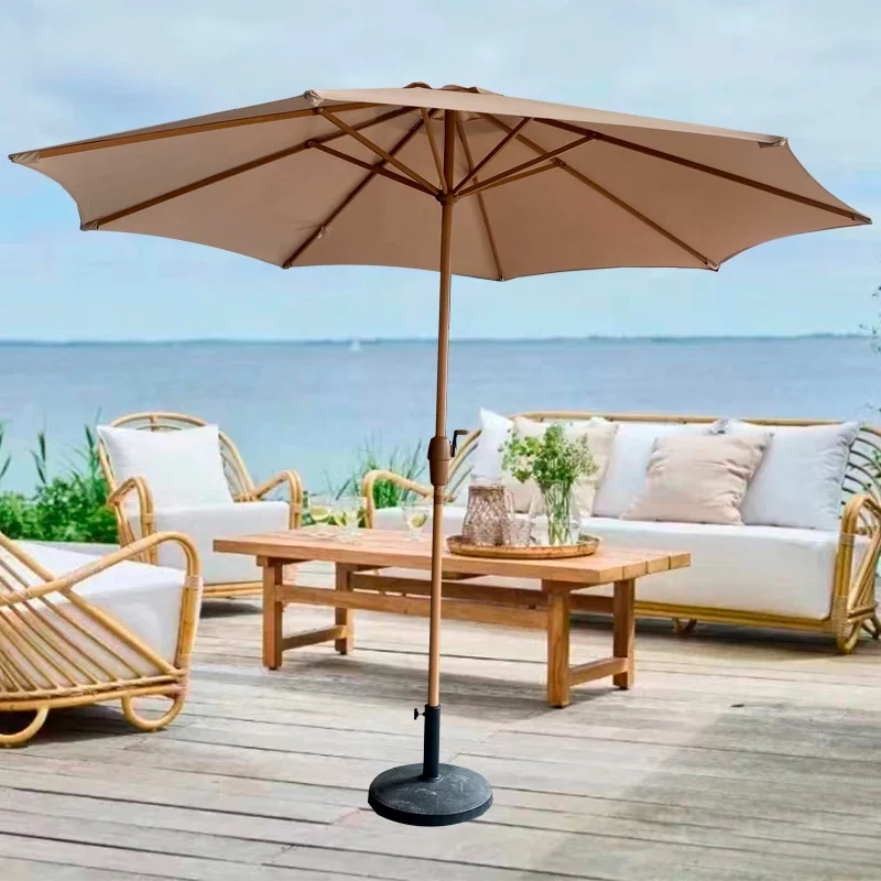 L Wholesale Nordic Style Imitative Raw Wood Grain Market Table Umbrella Patio Garden Yard Outdoor Wooden Texture Sunshade