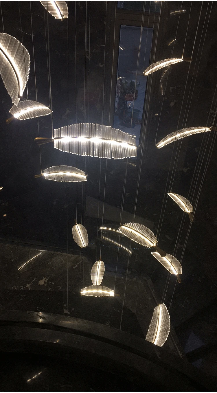 cpl 15 professional quality glass leaf indoor decoration chandelier led pendant light  -4