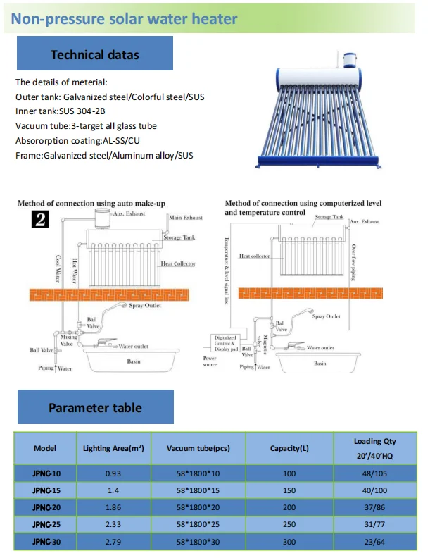 Stainless steel  Solar water heaters system for home or commercial