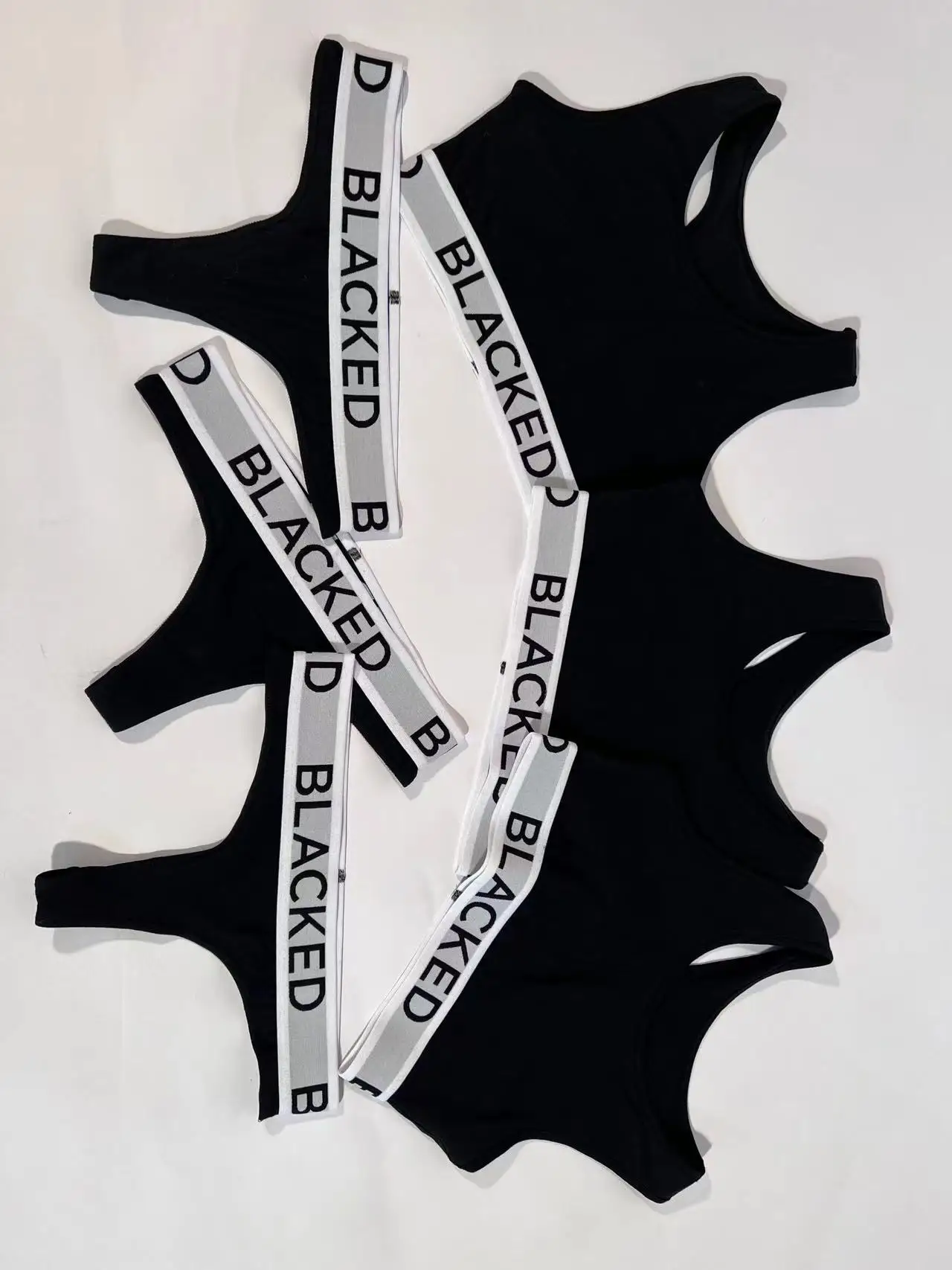 Custom Women Bra And Panties Logo Knit Letter Sexy Woman Bamboo Sports