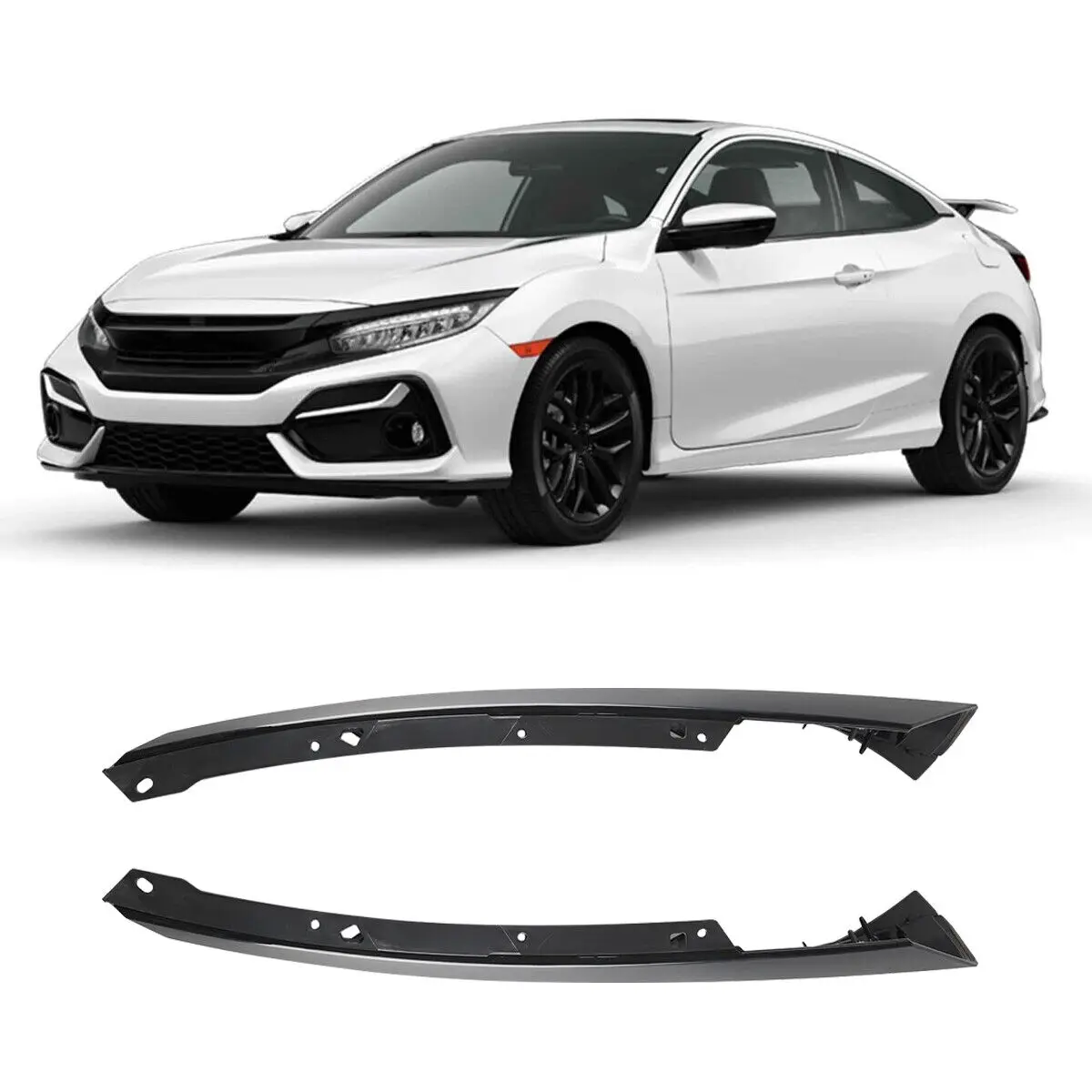 car front body headlight headlamp left right glossy black eyelid molding trim stirp for Honda Civic 2019 2020