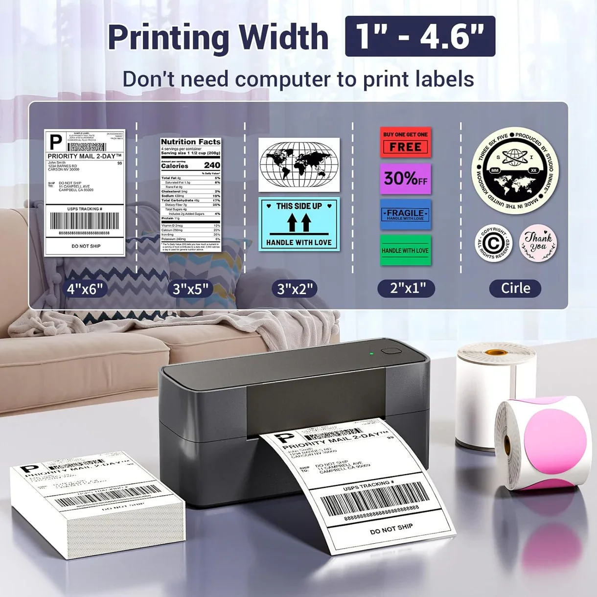 PM245BT Bluetooth Thermal Label Printer - 4