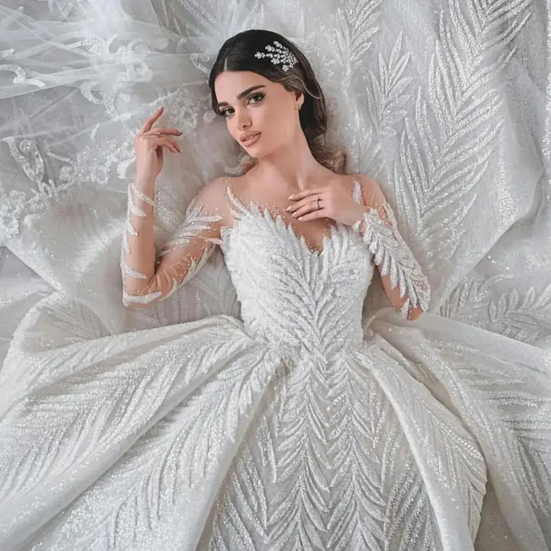 Encaje Vestidos De Novia Blanco Con Plata De Novia Blanco Vestidos