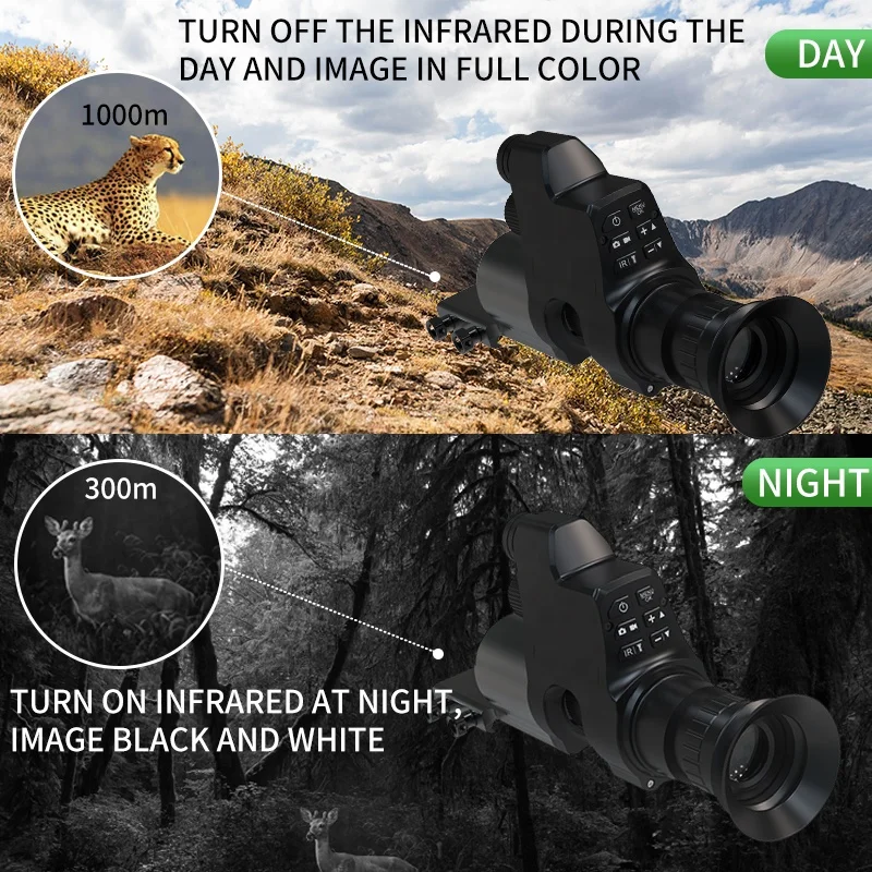 OLED Screen IPX5 Waterproof 1080P Camera Recording 300M Infrared Night Vision Thermal Scope for Hunting