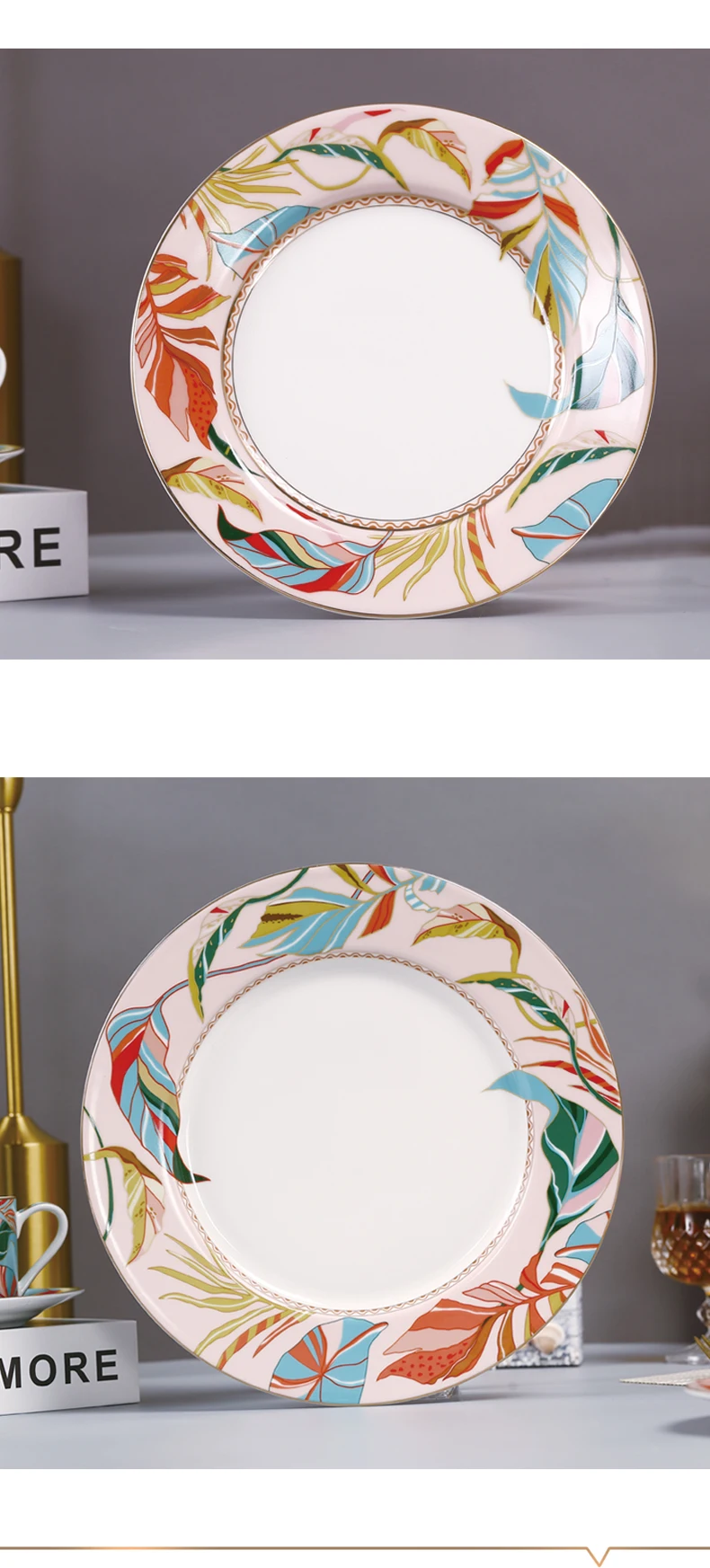 European ceramic plate household simple Western food noodles plate fruit salad plate kitchen dinnerware manufacture