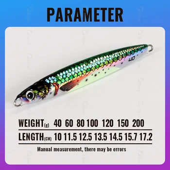 3D Printing 40G 60G 80G 100G 120 150G 200G Fast Sinking Jigging Fishing Lure Saltwater Jig Metal Deep Sea Lures Tuna Fishing – Metal Jig – view 3