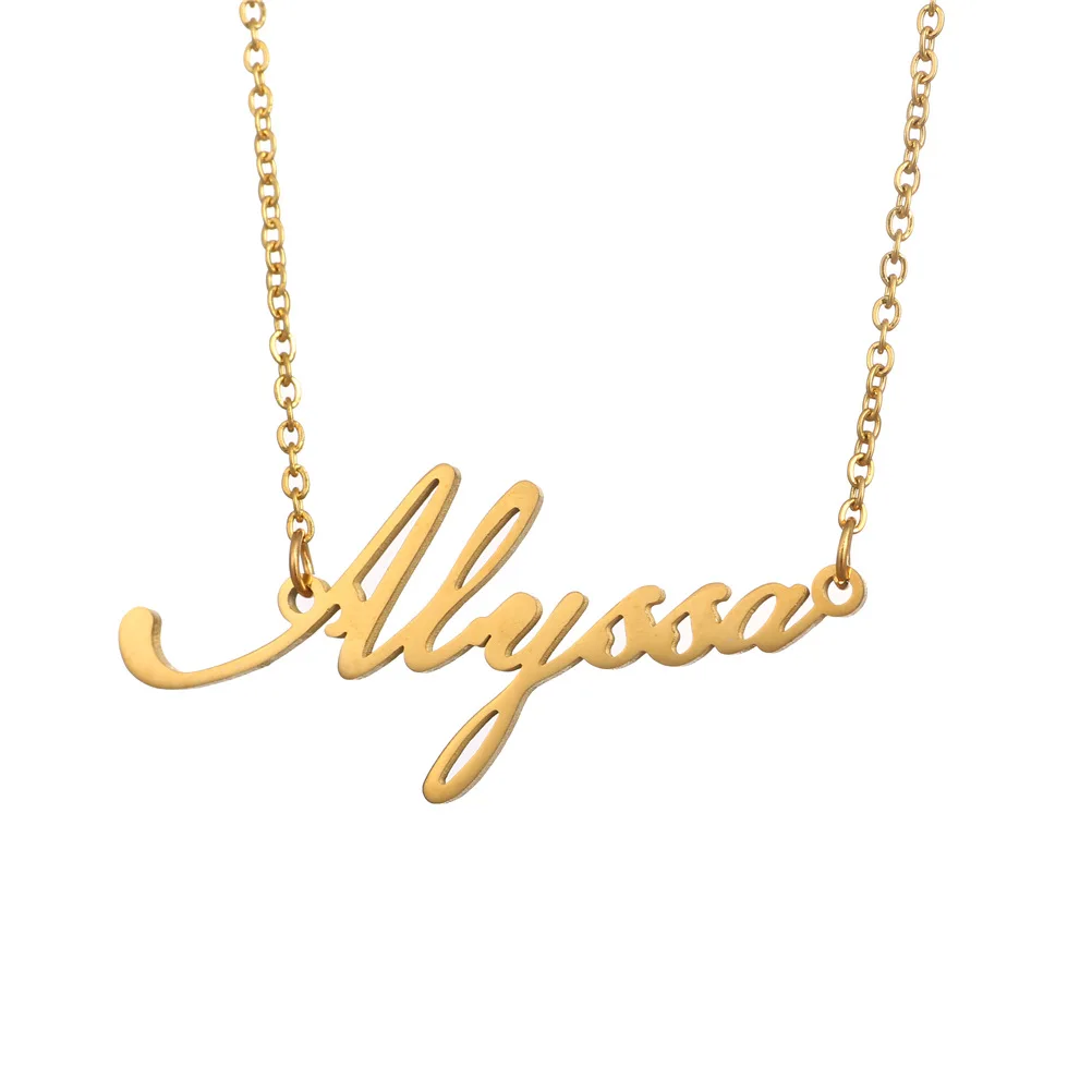 30 Names Stainless Steel Cursive Letter Necklace Olivia Sarah Kayla Name Necklace Personalized Custom Names Necklace (KSS327)