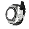 Silver-Black Case + Black FKM Strap + Silver Butterfly Clasp