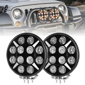 Super Bright Waterproof Road Round 120W Led Work Light 9 Inch White Yellow DRL Driving Light Car Headlight for Truck Offroad