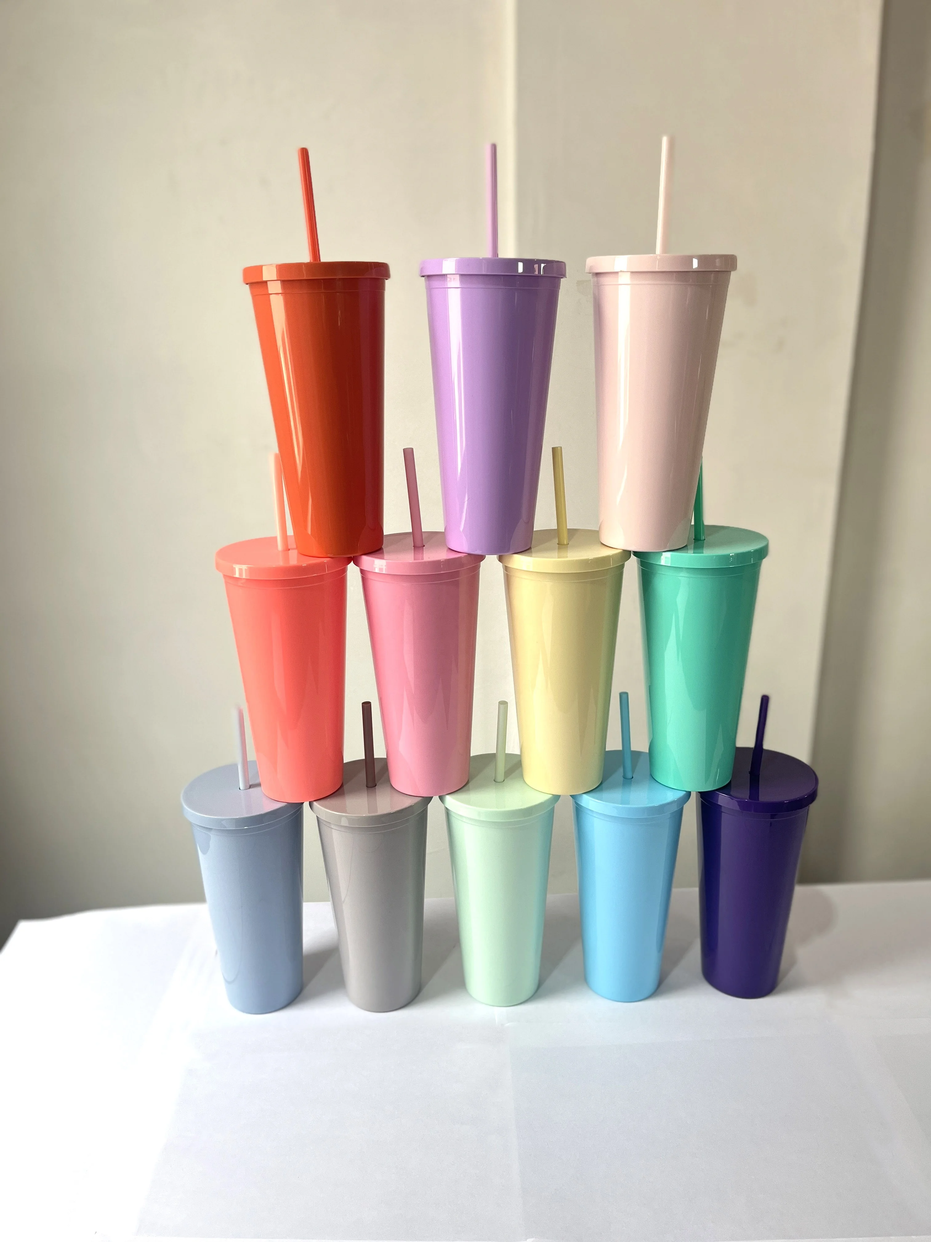 Пластиковый стакан с двойными стенками, 16 унций, 24 унции