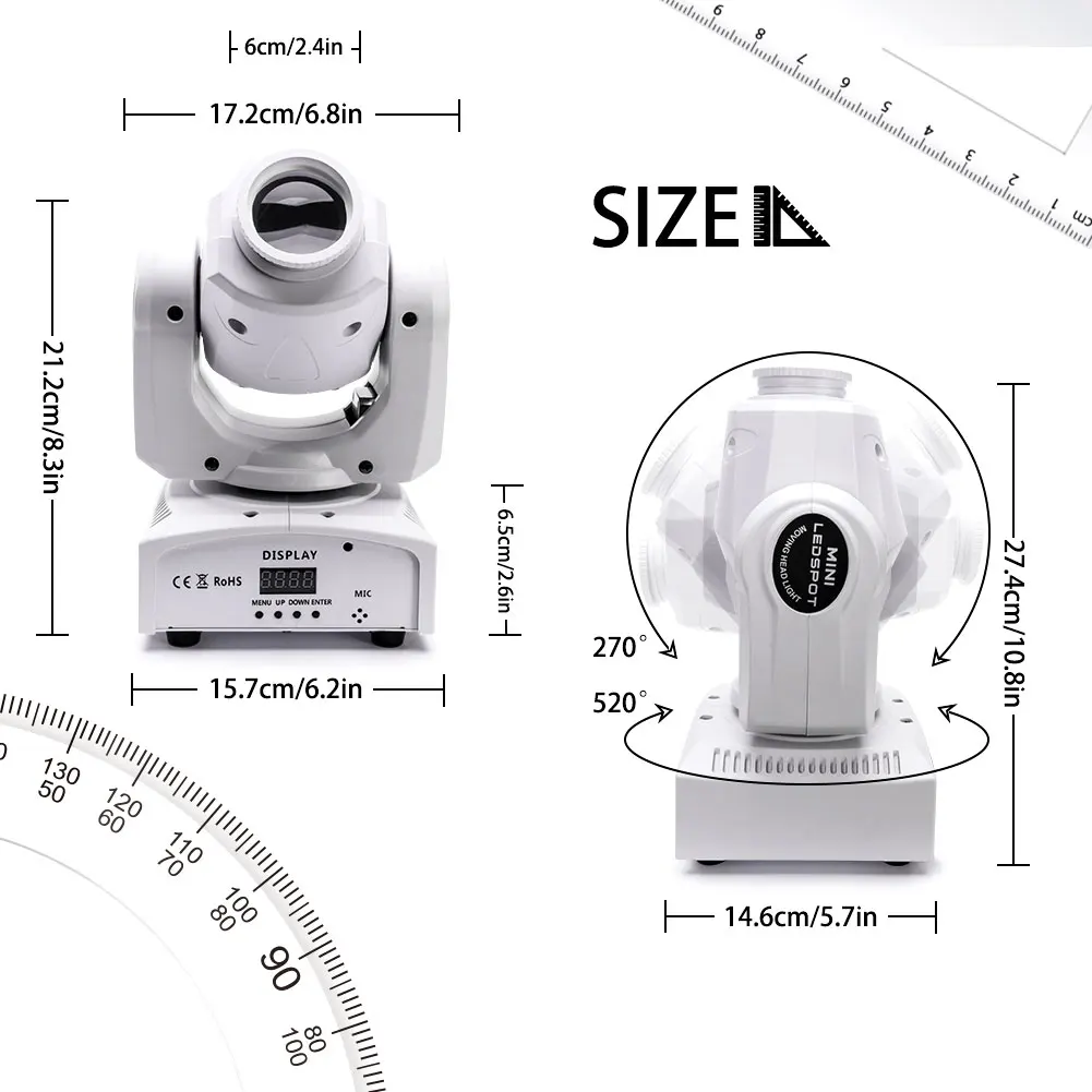 U`king 50W LED Stage Light - 8 Colors, 8 Patterns, 50000 Hours