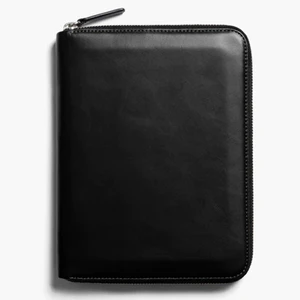 Custom Black Leather Travel A5 Working Portfolio Small File Document Bag Case Zip Holder Folio