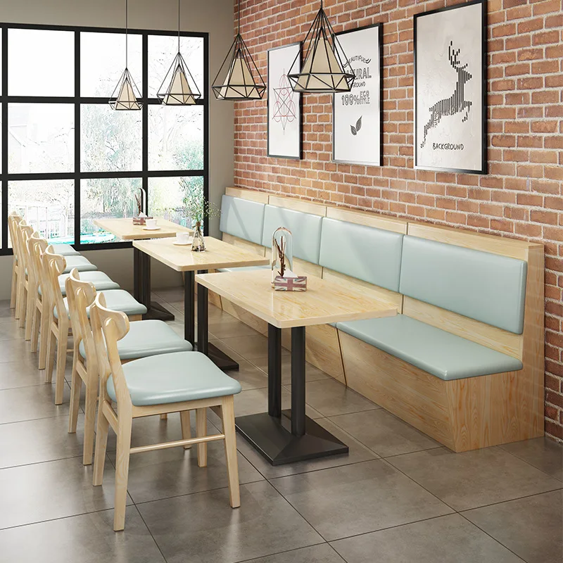 Hot Sale Modern Solid Wood Commercial Furniture Use Coffee Shop Sofa Booth Seating Fast Food Dining Restaurant Table School