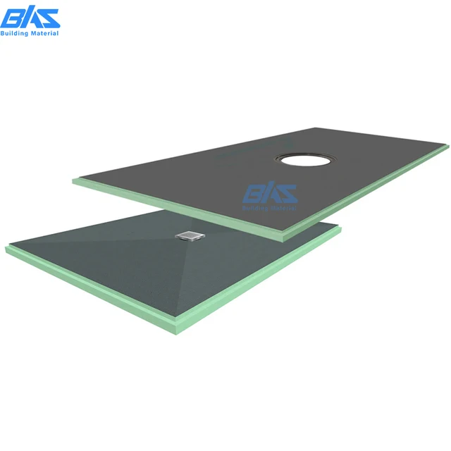 Ready-to-Tile Shower Base Panel with Drain Waterproof XPS Board for Bathroom FloorSloped for Easy Drainage Tile Backer Board