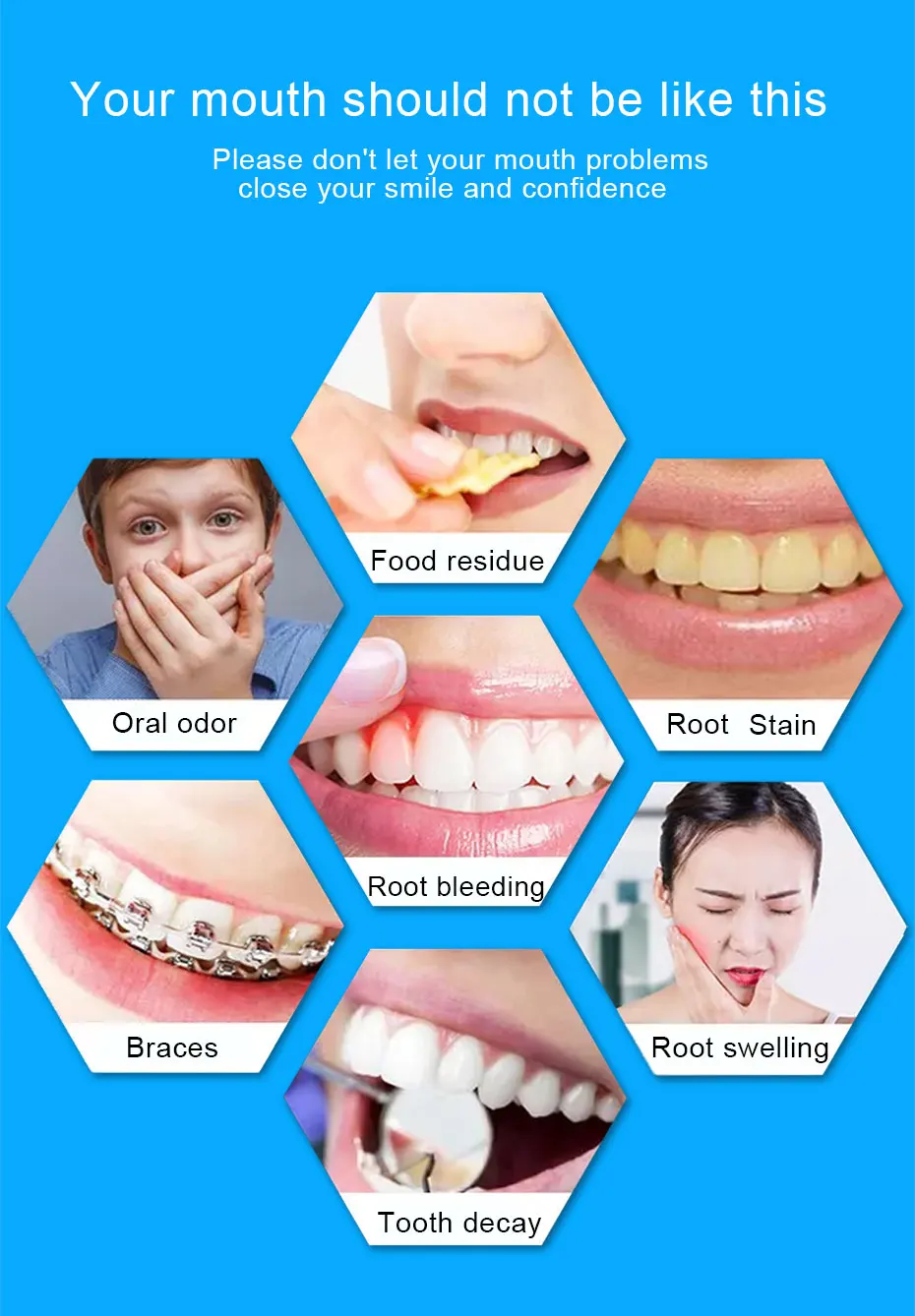 Electric Countertop Water Flosser with 1000ml Water Tank 30-110PSI Adjustable Pressure and 1 Year Warranty for Household Dental Care