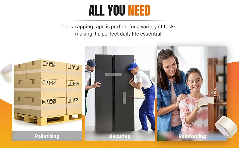 Reinforced Single Sided Filament Strapping Tape with High Viscosity and Strong Tensile Force for Heavy Duty Packing
