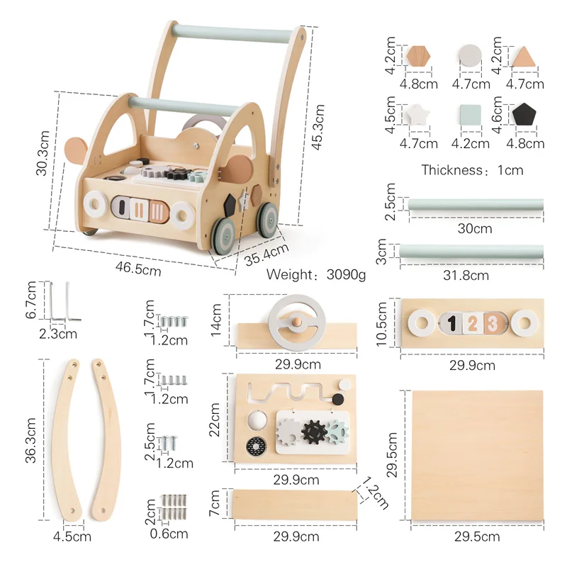 Hot Selling Wooden Multi-Functional Activity Center Unisex Toddler Push Walker for 2-4 Years Old Baby Learning Toy