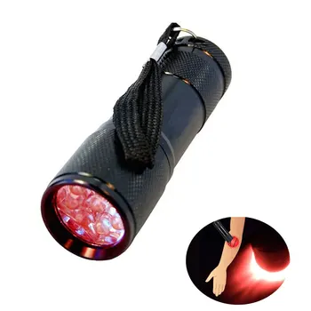 9 LED Red Light Flashlight Portable Mini 625nm Red Light Torch for Vein Finder Hunting Night Vision