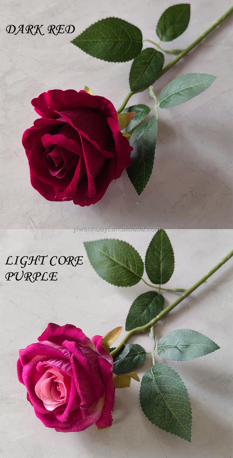 Yiwan Amazon Single Stem Artificial Silk Velvet Diamond Roses Cheap Flowers For Home Wedding