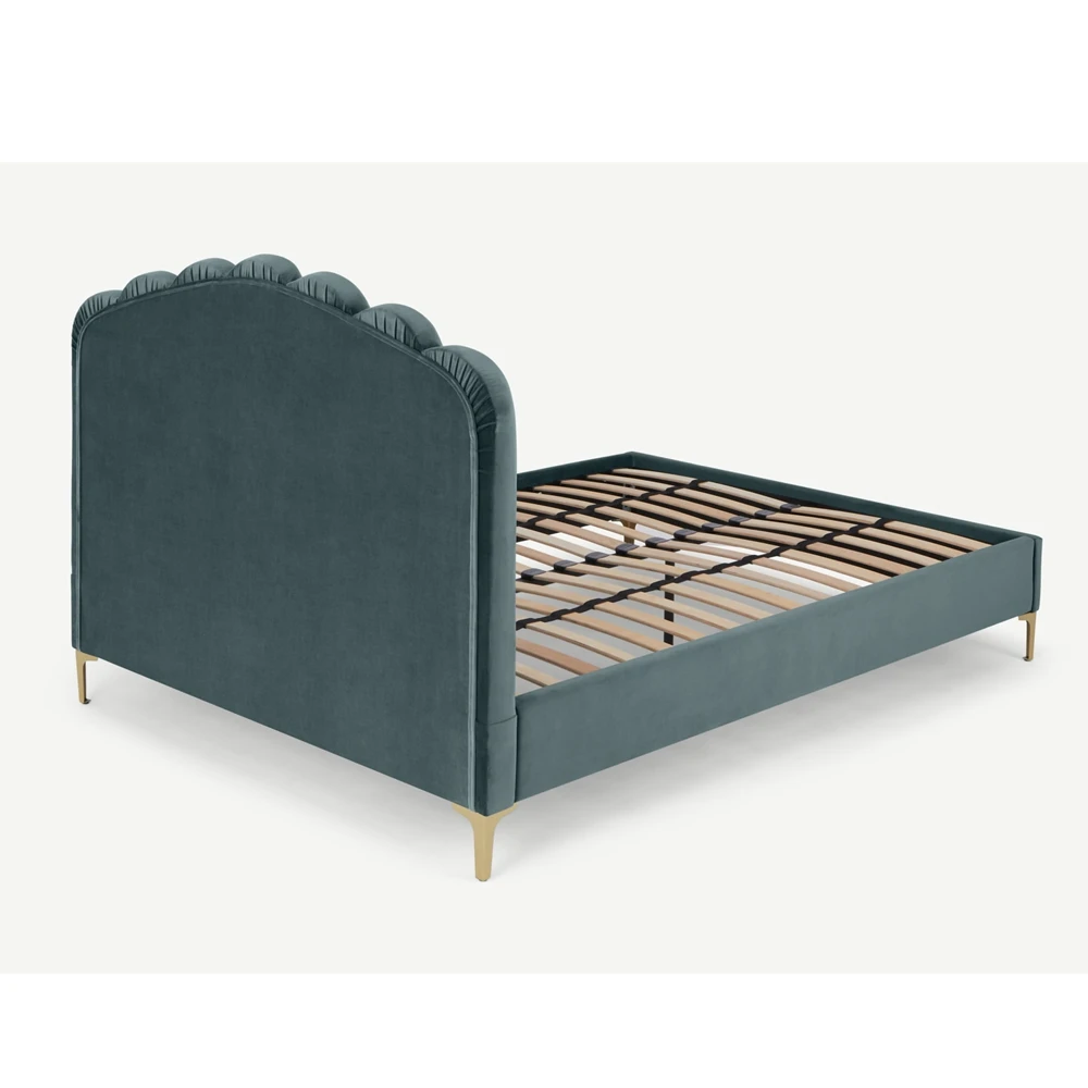 Italian Designer Modern Soft Wooden Fabric Double Queen King Size Bed