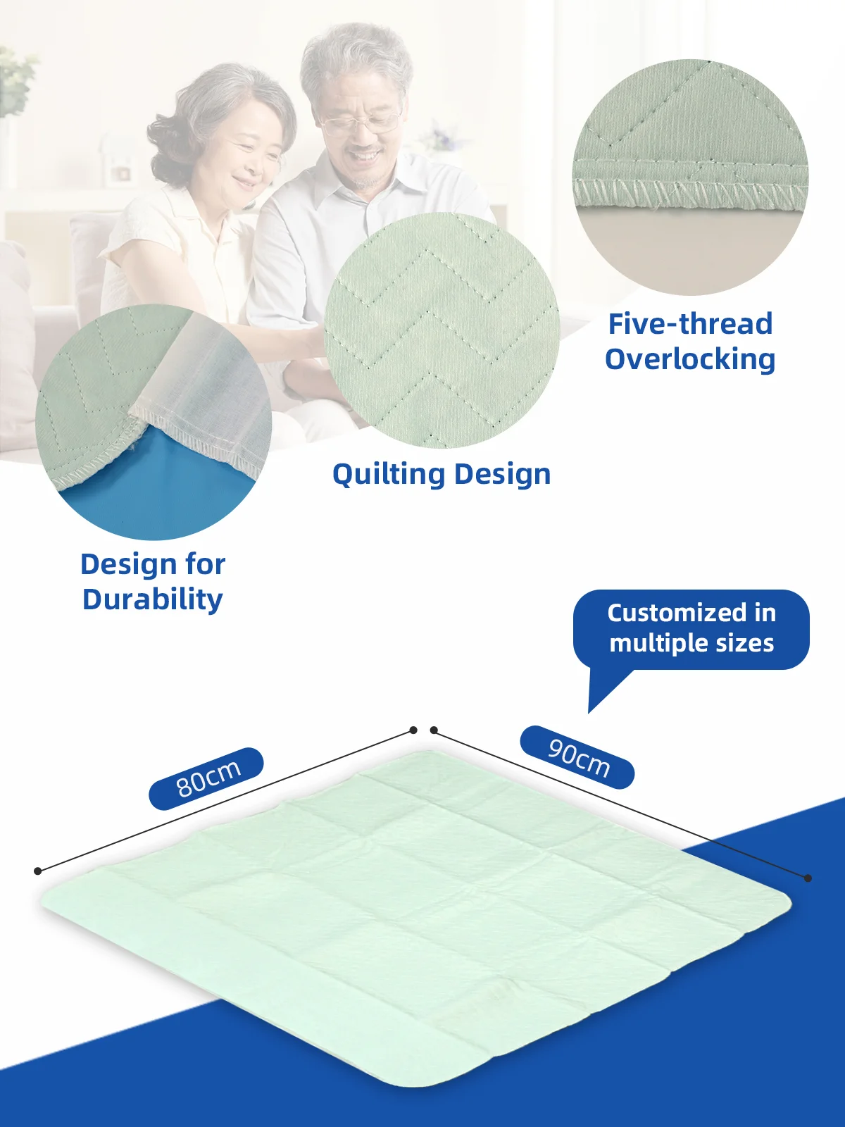 Wholesale Waterproof Incontinence Bed Pads Soft 4-Layer Washable and R - product detail 1