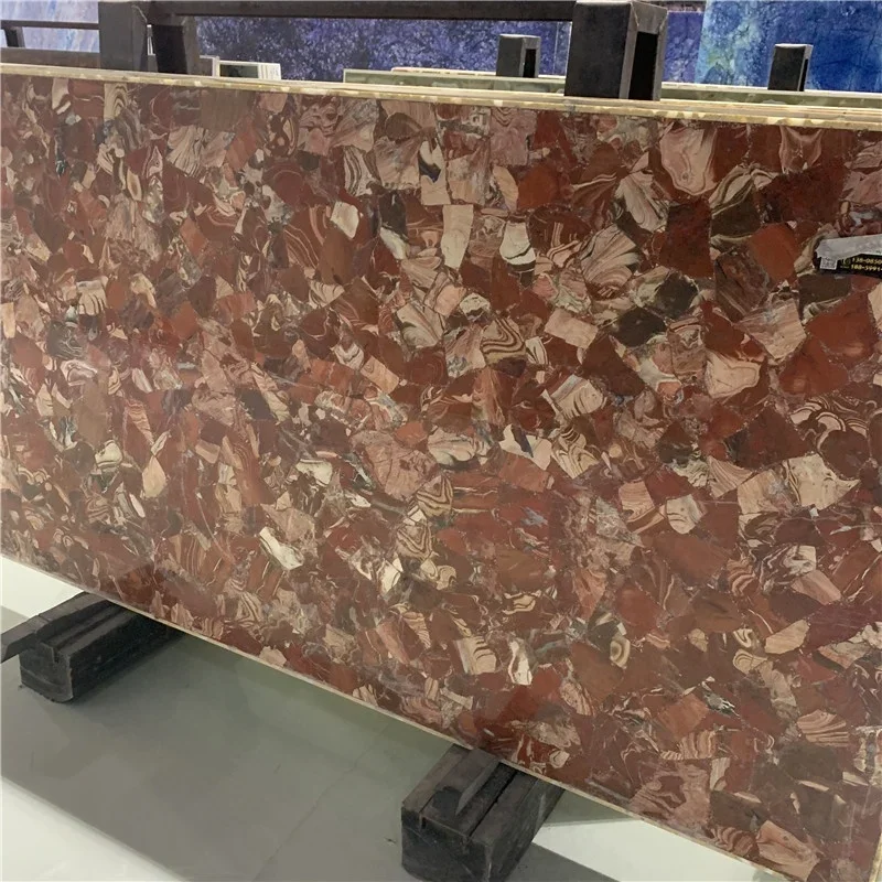 product factory price red semiprecious stone slabs red gemstone tiles for home wall background decoration wall marble stone book matched-1