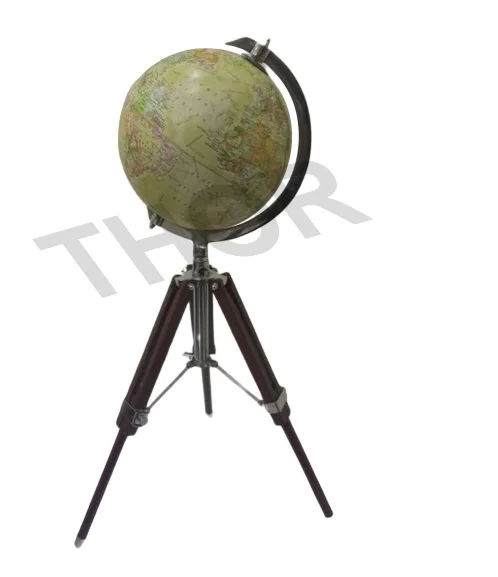 Nautical Yellow  World Globe With Table Tripod Stand Classical Style 