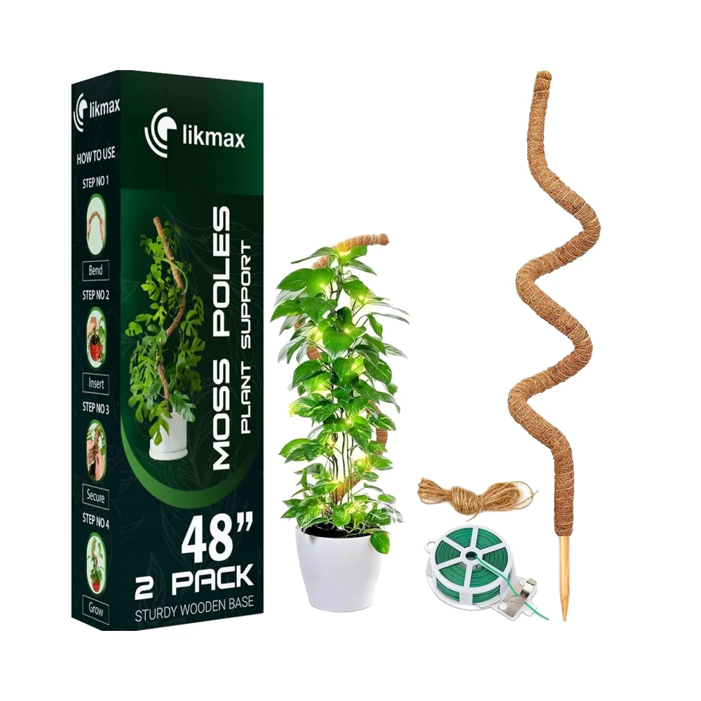 2er-Pack 122 cm Biegbare Moosstange fr Monstera, Rankhilfe fr  Kletterpflanzen, Zimmer- und Gartenpfhle, Blumentopf-Gartenzubehr