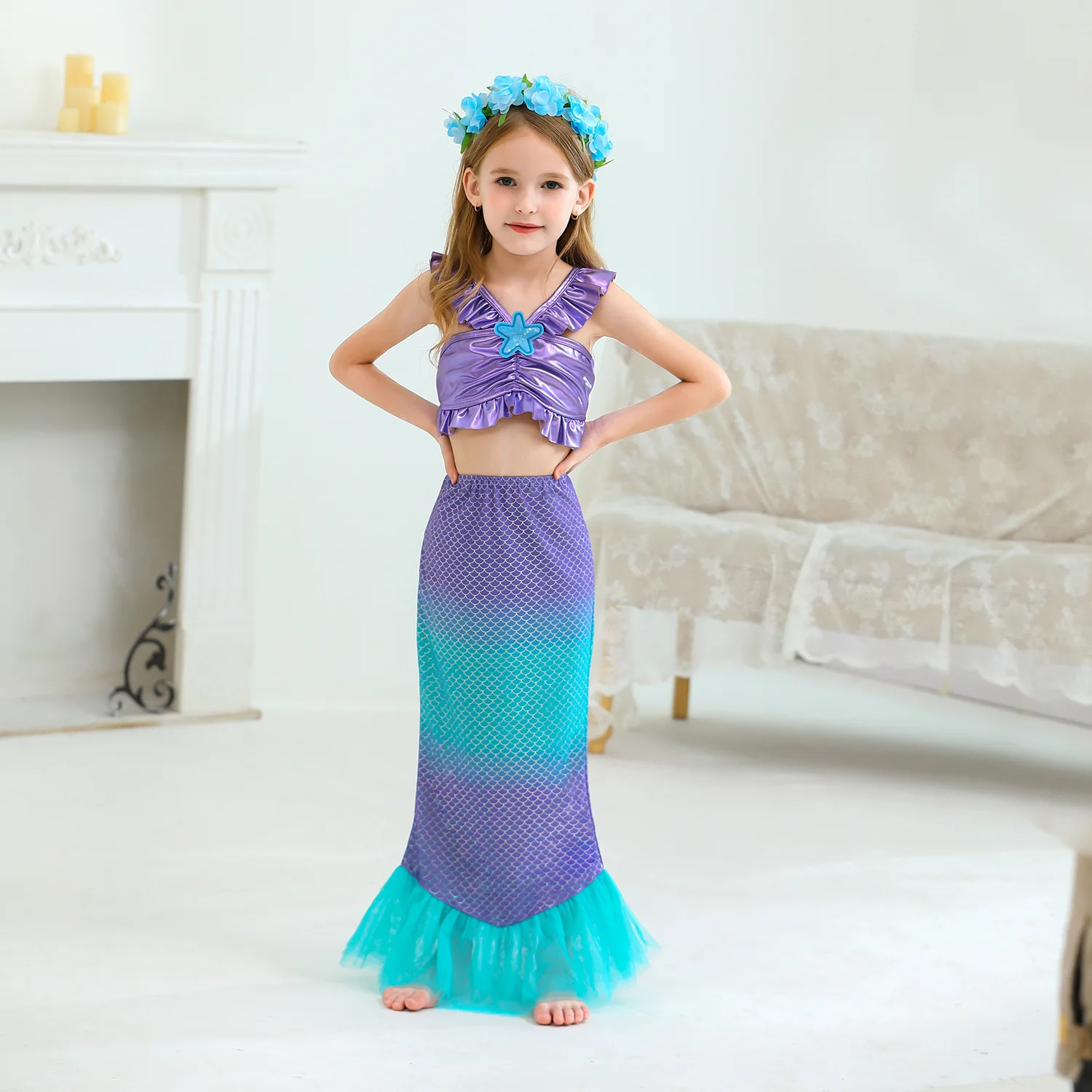 a line mermaid wedding dresses Mermaid Sweetheart Long Train Tulle Crochet Flower Wedding Dress