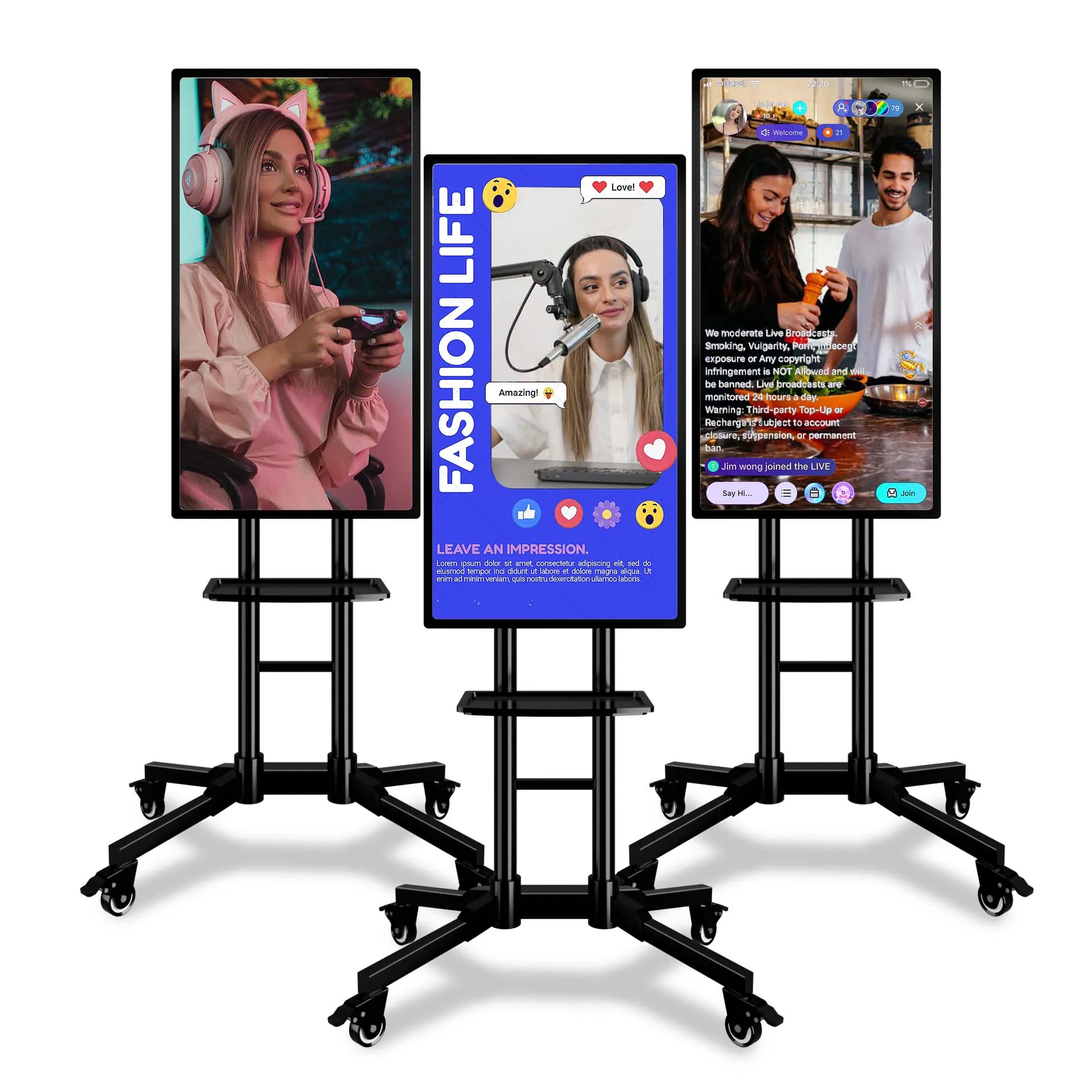 Support 32 43 49 55 Inch Internet Mobile Live Interactive Broadcast Screen Live Broadcasting Video Live Streaming Equipment